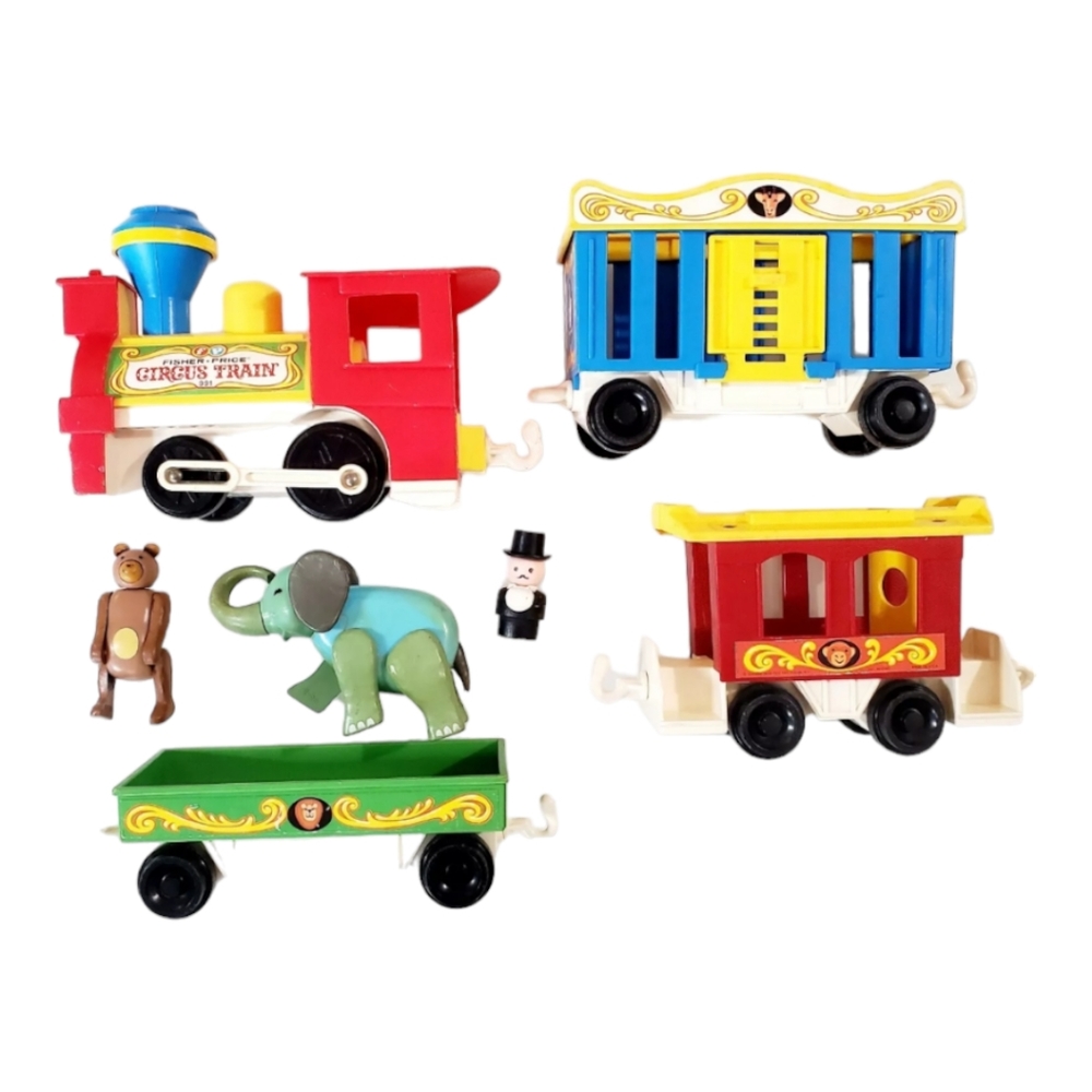🚀 Vintage Fisher-Price Circus Train #991 Little People 70s Elephant Bear 🐻